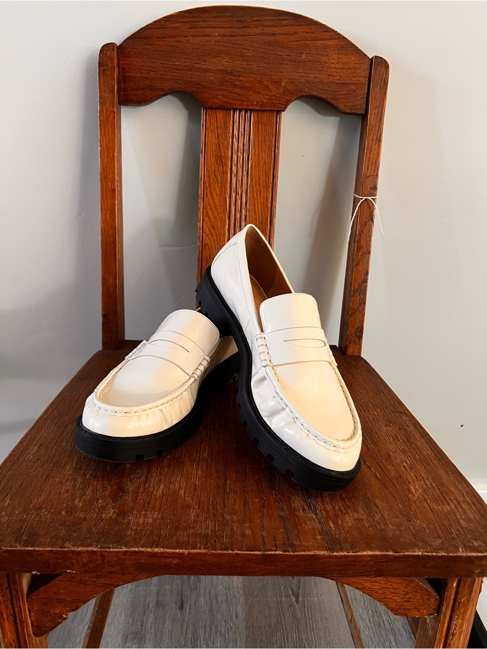 LOFT Women’s White Penny Loafers with Black Sole